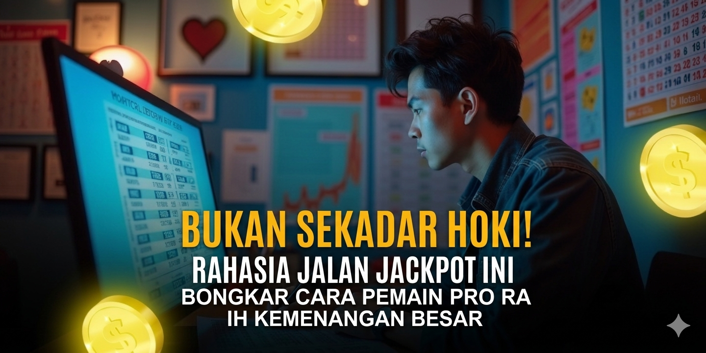 buatkan kata kata pada banner tersebut menjadi sesuai dengan title dan meta ini: Bukan Sekadar Hoki! Rahasia Jalan Jackpot Ini Bongkar Cara Pemain Pro Raih Kemenangan Besar